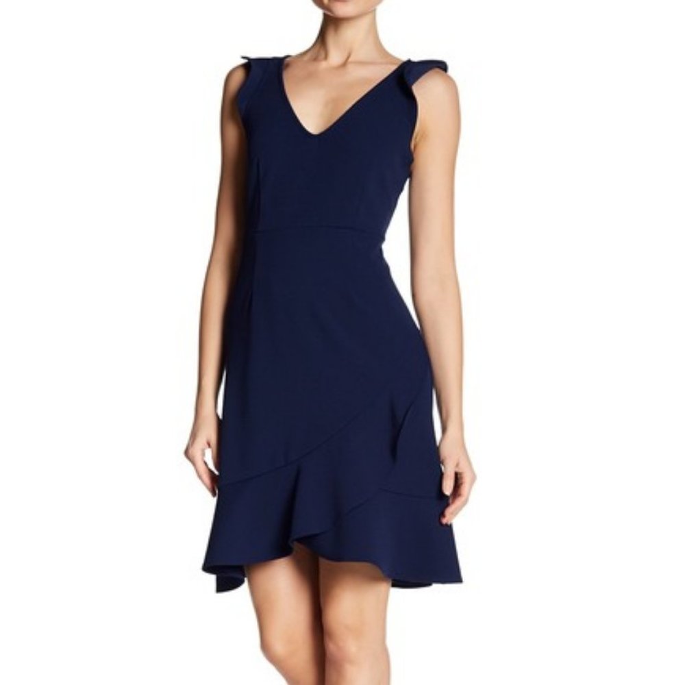 The Vanity Room Navy Crepe Ruffle Sleeveless Dress - Picture 1 of 7